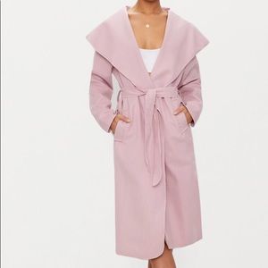SOLD Prettylittlething pink belted coat